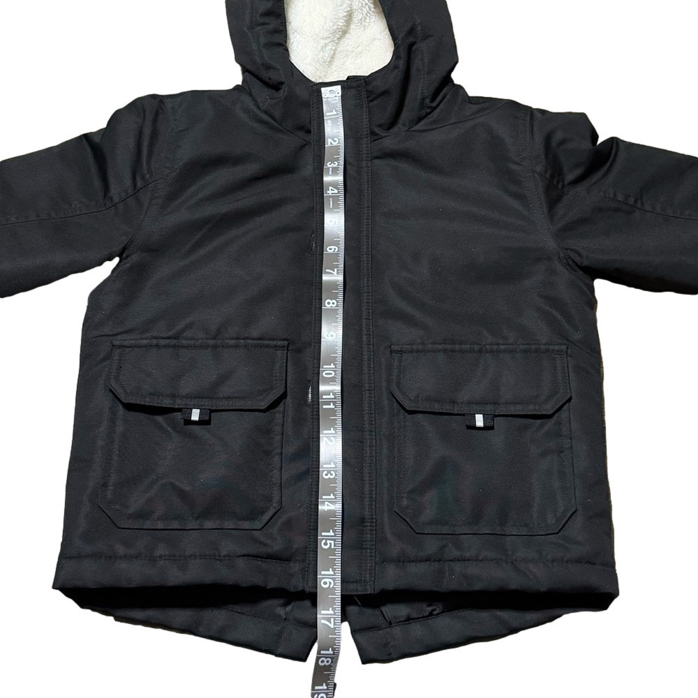 Wonder Nation Black Hooded Puffer Jacket Double Zipper Polyester Size 2t - Picture 10 of 11